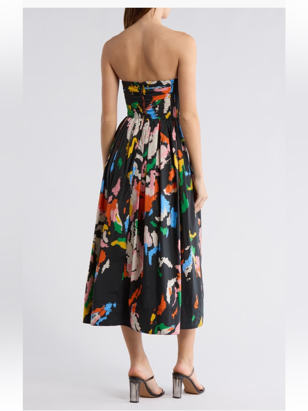 A.L.C. Tate Strapless Cotton Dress in Black Multi Size 8 - Picture 2 of 5